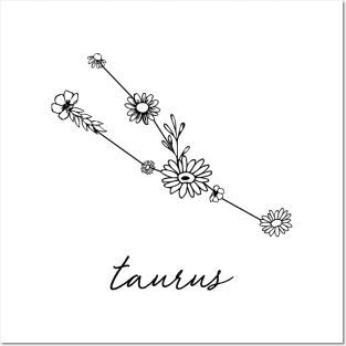 Taurus Zodiac Wildflower Constellation Posters and Art